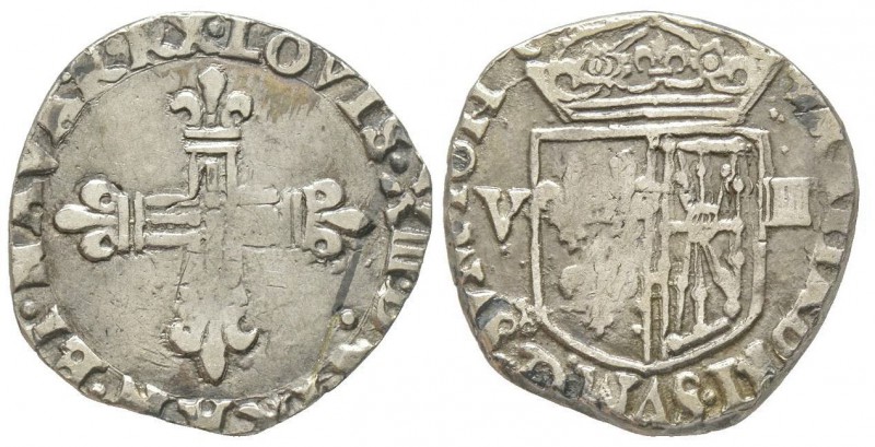 Louis XIII 1610-1643
1/8 Écu de Navarre, St. Palais, 1611 C, flan rogné, AG 4.23...