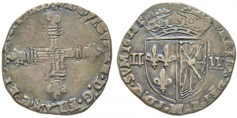 Louis XIII 1610-1643
1/4 Écu de Navarre, St.Palais, 1628 F, AG 9.22 g.
Ref : G. ...
