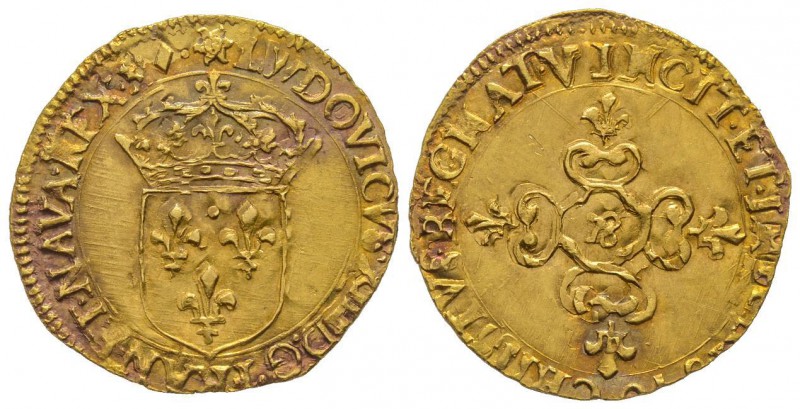 Louis XIII 1610-1643
Écu d'or, Aix, 1640 &, AU 3.39 g.
Ref : G. 55 (R), Fr. 398
...