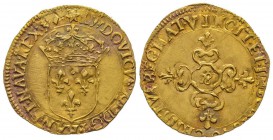 Louis XIII 1610-1643
Écu d'or, Aix, 1640 &, AU 3.39 g.
Ref : G. 55 (R), Fr. 398
Conservation : presque Superbe. Rare
