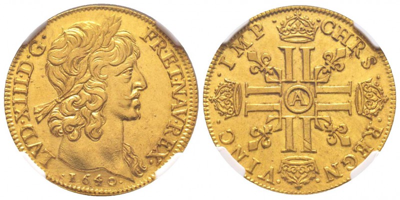 Louis XIII 1610-1643
Double louis d'or, 2ème type mèche courte sans baies, Paris...