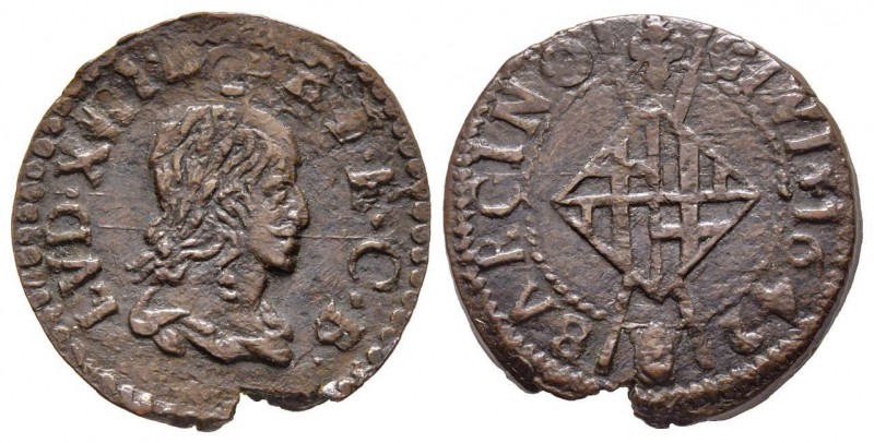 CATALOGNE / Louis XIII 1610-1643
Sizain, 1642 Barcelone, Cuivre 3.91 g.
Ref : Dy...