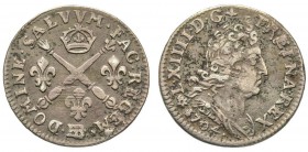 Louis XIV 1643-1715 
5 Sols aux insignes, rf, Strasbourg, 1704 BB, AG 1.53 g.
Ref : G. 108 
Conservation : TTB
