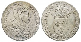 Louis XIV 1643-1715 
1/12 Écu au buste juvénile, Limoges, 1661 I, AG 2.16 g.
Ref : G. 115 (R)
Conservation : TTB