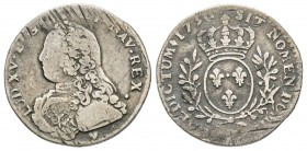 Louis XV 1715-1774
1/10 Écu aux branches d'olivier, Aix, 1730 &, AG 2.83 g.
Ref : G. 291 (R4)
Conservation : presque TB. Rarissime