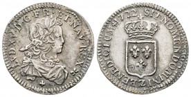 Louis XV 1715-1774
1/6 Écu de France, Grenoble, 1722 Z, AG 4.01 g.
Ref : G. 297 (R2)
Conservation : presque Superbe. Rare