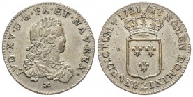 Louis XV 1715-1774
1/3 Écu de France, flan neuf, Grenoble, 1721 Z, AG 8.11 g.
Ref : G. 306 (R4)
Conservation : coup sinon Superbe. Rarissime