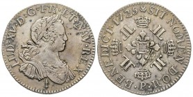 Louis XV 1715-1774
1/2 Écu aux 8 L, Dijon, 1725 P, AG 11.58 g.
Ref : G. 312 (R3)
Conservation : TTB. Très Rare