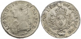 Louis XVI 1774-1792
Écu de Béarn aux branches d'olivier, Pau, 1785, AG 28.99 g.
Ref : G.356a 
Conservation : coups sinon TTB/SUP