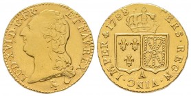 Louis XVI 1774-1792
Louis d'or à la tête nue, Paris, 1788 A, AU 7.61 g.
Ref : G.361 (R), Fr. 475
Conservation : Nettoyée sinon TTB