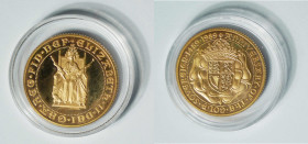 1989 Britain QEII "500th Sovereign Anniversary" gold Sovereign (KM956). Royal mint. 22mm, 7.988g. AGW: 0.2355oz. Gold bullion dated after 1900 is enti...