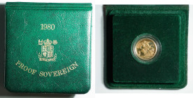 1980 Britain QEII Gold Sovereign Proof (KM919). Royal mint. 22mm, 7.988g. AGW: 0.2355oz. With original package and COA Gold bullion dated after 1900 i...