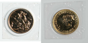 2009 Britain QEII gold Sovereign (KM1002). Royal mint. 22mm, 7.988g. AGW: 0.235oz. Gold bullion dated after 1900 is entitled to concessionary buyers’ ...