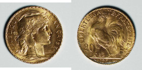 1914 France gold 20 Francs (KM857). Paris mint. 21.5mm, 6.452g. AGW: 0.1867oz. Gold bullion dated after 1900 is entitled to concessionary buyers’ prem...
