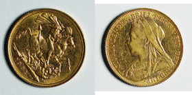 1901 Australia QV gold Sovereign (Fr-24, KM13). 22mm, 7.988g. AGW: AGW: 0.2355oz. Gold bullion dated after 1900 is entitled to concessionary buyers’ p...