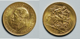 1931 South Africa KGV gold Sovereign (KMA22). Pretoria mint. 22mm, 7.988g. AGW: 0.2355oz. Gold bullion dated after 1900 is entitled to concessionary b...