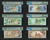1949 (ND 1978) Bangko Sentral ng Pilipinas "Collector Series Specimen" set from 2 piso to 100 piso (P-159CS1 - 164CS1). PMG Choice Uncirculated 64 EPQ...
