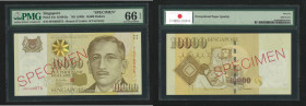 1999 Singapore Board of Commissioners of Currency "Yusof Series" 10,000 Dollars SPECIMEN, serial no.: 8PN002074. PMG Gem Uncirculated 66 EPQ. 

1999...