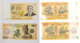 2007 Singapore and Brunei 40th Anniv of Currency Interchangeability Agreement commemorative notes $20 in pair. Both UNC.

2007年新加坡及汶萊貨幣等值協議四十週年20元紀念...