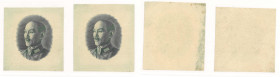 1948 a pair of Chiang Kai Shek portrait die proof for Central Bank of China ABNC Gold Yuan banknotes. With pencil annotation at bottom right. (7.2 x 6...