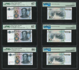 2005 People’s Bank of China 5th Series of RMB 10 Yuan x3, all with same small serial no.: 10. PMG 66-67 EPQ.

2005年中國人民銀行第五版人民幣拾圓3張，均帶有小序號10號。PMG 66...