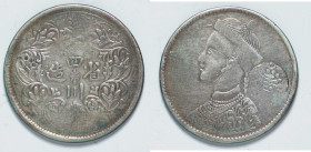 1902-1911 Kuang-Hsu Szechuan Rupee. Variety with collar, vertical rosette. LM-359. Sun and Moon chopmark. This type was mainly circulating the region ...