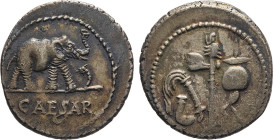 MONETE ROMANE PRE-IMPERIALI. GIULIO CESARE (100-44 a.C.) DENARIO
Ar. Zecca di Gallia. 3,88 gr. 20 mm. NC. Spl51. 
D: CAESAR. Elefante che avanza a d...