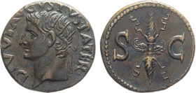 MONETE ROMANE IMPERIALI. AUGUSTO (31 a.C.-14 d.C.) ASSE CONIAZIONE DA TIBERIO
Ae. Zecca di Roma. 11,64 gr. 26 mm. NC. Spl51. Splendida patina marrone...