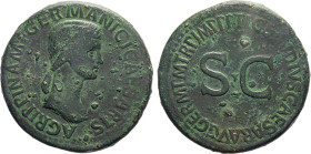 MONETE ROMANE IMPERIALI. AGRIPPINA MAGGIORE (33 d.C.) SESTERZIO ORICALCO
Ae. 25,69 gr. 36 mm. RR. Bb50. 
D: AGRIPPINA M. F. GERMANICI CESARIS. Busto...