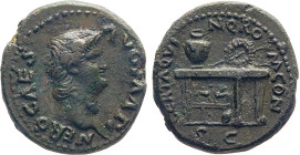 MONETE ROMANE IMPERIALI. NERONE (54-68 d.C.) SEMISSE Ae. Zecca di Roma. 4,19 gr. 18 mm. R. Spl53.
D: NERO CAES. AVG. IMP. Testa laureata di Nerone a ...