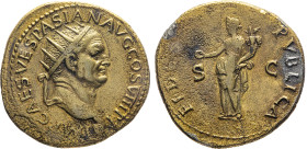 MONETE ROMANE IMPERIALI. VESPASIANO (69-79 d.C.) DUPONDIO
Ae. Zecca di Roma. 12,05 gr. 29 mm. R. Bb50. Patina di fiume.
D: IMP. CAES. VESPASIAN. AVG...
