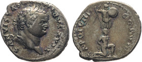 MONETE ROMANE IMPERIALI. TITO (79-81 d.C.) DENARIO Ar. Zecca di Roma. 3,27 gr. 18 mm. R. Bb50.
D: T. CAESAR IMP. VESPASIANVS. Testa laureata di Tito ...