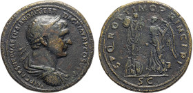 MONETE ROMANE IMPERIALI. TRAIANO (98-117 d.C.) SESTERZIO
Ae. Zecca di Roma. 26,11 gr. 35 mm. NC. Bb45.
D: IMP. CAES. NERVAE TRAIANO AVG. GER. DAC. P...
