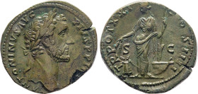 MONETE ROMANE IMPERIALI. ANTONINO PIO (138-161 d.C.) SESTERZIO
Ae. Zecca di Roma. 26,05 gr. 32 mm. RR. Bb50. Splendido esemplare.
D: ANTONINVS AVG. ...