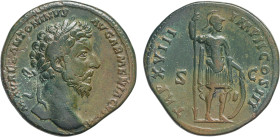 MONETE ROMANE IMPERIALI. MARCO AURELIO (161-180 d.C.) SESTERZIO
Ae. 22,75 gr. 32 mm. C. Bb 50.
D: M. AVREL ANTONINVS AVG. ARMENIACVS P. M. Testa lau...