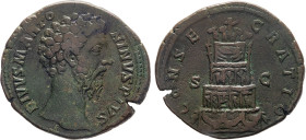 MONETE ROMANE IMPERIALI. MARCO AURELIO (161-180 d.C.) SESTERZIO CONIATO DOPO LA SUA MORTE
Ae. Zecca di Roma. 19,32 gr. 33 mm. RR. Bb50. Bella patina ...
