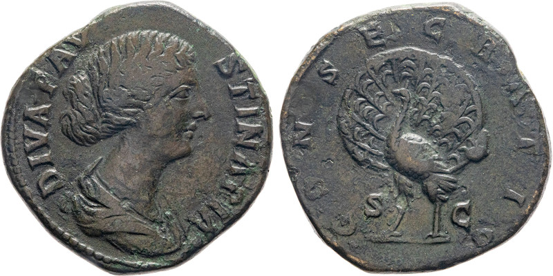 MONETE ROMANE IMPERIALI. FAUSTINA MINORE (175 d.C.) SESTERZIO CONIATO DOPO LA SU...