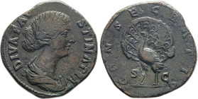 MONETE ROMANE IMPERIALI. FAUSTINA MINORE (175 d.C.) SESTERZIO CONIATO DOPO LA SUA MORTE
Ae. 25,11 gr. 30 mm. RR. Spl51. Bella patina marrone lucente....