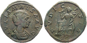 MONETE ROMANE IMPERIALI. GIULIA MESA (223 d.C.) SESTERZIO
Ae. Zecca di Roma. 23,00 gr. 33 mm. RR. Bb50. Splendido esemplare di largo modulo con raris...