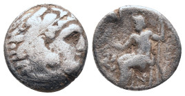 KINGS OF MACEDON. Alexander III 'the Great' (336-323 BC). Drachm. Lampsakos.

Obv: Head of Herakles right, wearing lion skin.
Rev: AΛEΞANΔPOY.
Zeu...