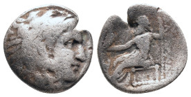 KINGS OF MACEDON. Alexander III 'the Great' (336-323 BC). Drachm. Lampsakos.

Obv: Head of Herakles right, wearing lion skin.
Rev: AΛEΞANΔPOY.
Zeu...