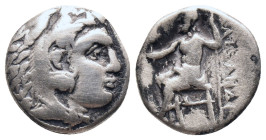 KINGS OF MACEDON. Alexander III 'the Great' (336-323 BC). Drachm.

Obv: Head of Herakles right, wearing lion skin.
Rev: AΛEΞANΔPOY.
Zeus seated le...