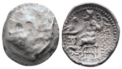 KINGS OF MACEDON. Alexander III 'the Great' (336-323 BC). Drachm. 

Obv: Head of Herakles right, wearing lion skin.
Rev: AΛEΞANΔPOY.
Zeus seated left ...