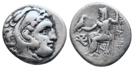 KINGS OF MACEDON. Alexander III 'the Great' (336-323 BC). Drachm. Lampsakos

Obv: Head of Herakles right, wearing lion skin.
Rev: AΛEΞANΔPOY.
Zeus...