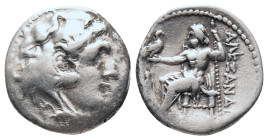 KINGS OF MACEDON. Alexander III 'the Great' (336-323 BC). Drachm.

Obv: Head of Herakles right, wearing lion skin.
Rev: AΛEΞANΔPOY.
Zeus seated le...