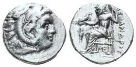 KINGS OF MACEDON. Alexander III 'the Great' (336-323 BC). AR. Drachm.

Obv: Head of Herakles right, wearing lion skin.
Rev: AΛEΞANΔPOY.
Zeus seate...