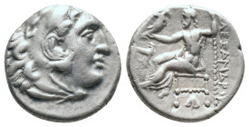 KINGS OF MACEDON. Antigonos I Monophthalmos. (310-301 BC). Drachm. Abydos.

Obv: Head of Herakles right, wearing lion skin.
Rev: AΛEΞANΔPOY.
Zeus ...