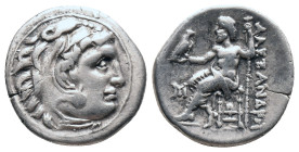 KINGS OF MACEDON. Alexander III 'the Great' (336-323 BC). AR. Drachm.

Obv: Head of Herakles right, wearing lion skin.
Rev: AΛEΞANΔPOY.
Zeus seate...