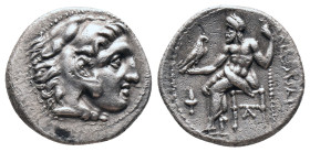 KINGS OF MACEDON. Alexander III 'the Great'. 336-323 BC. AR Drachm. Sardes.

Obv.: Head of Herakles right. wearing lion skin.
Rev.: AΛEΞANΔPOY. Zeu...