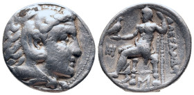 KINGS OF MACEDON. Alexander the Great. 336-323 B.C.
Tetradrachm. 323-320 B.C. Amphipolis.

Obv: Herakles head r. clad in lion's skin.
Rev. Zeus en...